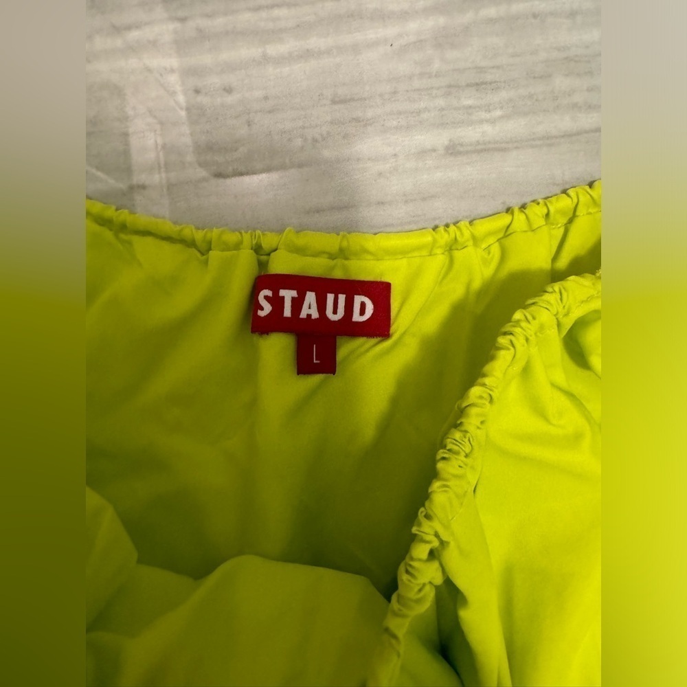 Staud- Lime Elastic Waist Jeter Short and Matching Gigi Strapless Crop Top Set - Picture 8 of 9